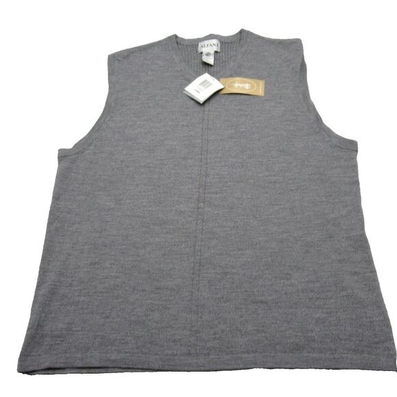 Alfani Other - Vintage Alfani Merino Wool Sweater Vest Mens Large Gray‎ V-Neck Ribbed Knit NEW